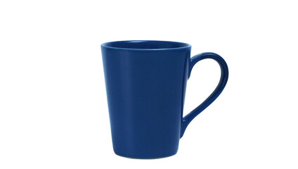 Top angle view blue cup with white background