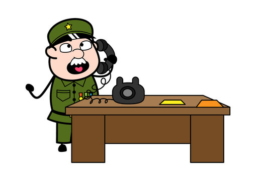 recommend clip art: Cartoon Military Man talking on phone