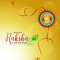 Indian festival happy Raksha Bandhan Greeting Card with Decorative Rakhi Hindu Festival,