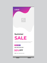 Business Roll Up Banner For Summer Sale Poster. Special Offer Sale Banners Template Vector