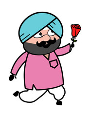 Cartoon Cute Sardar Proposing