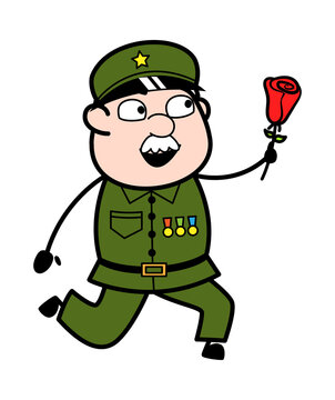 Cartoon Military Man Proposing