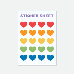 Heart Sticker Sheet, Heart Icon, Sticker Template Vector Illustration Background