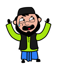 Terrified Cartoon Muslim Man