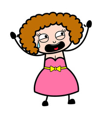 Terrified Cartoon Young Lady