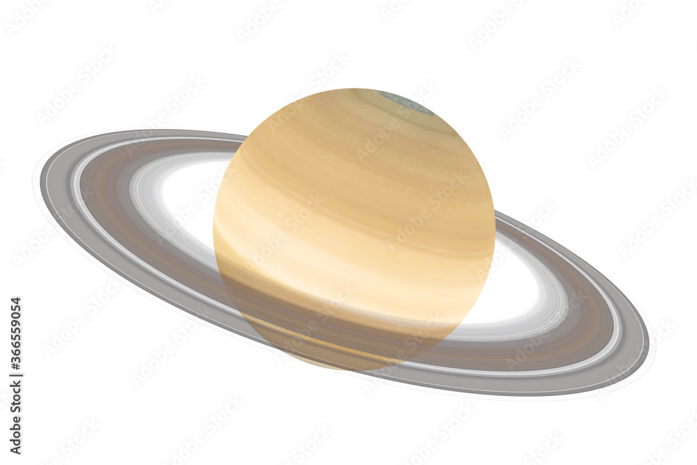 Poster Solar System Concept. View of Full Big Planet Saturn with Rings from Space. Elements of this image furnished by NASA. 3d Rendering