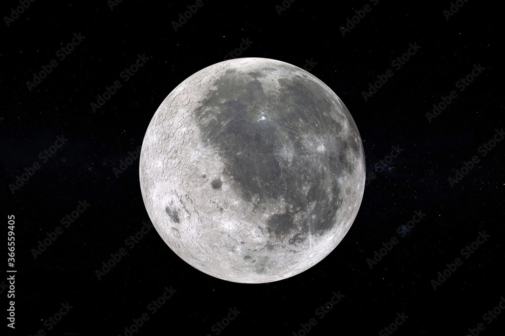 Poster view of full big super moon from space. elements of this image furnished by nasa. 3d rendering