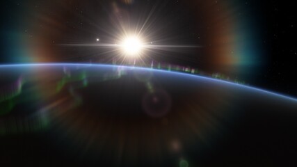 science fiction wallpaper, cosmic landscape, realistic exoplanet, beautiful alien planet in far space, detailed planet surface 3d render