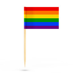 Mini Paper LGBT Rainbow Pointer Flag. 3d Rendering