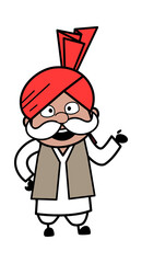Happy Haryanvi Old Man Cartoon Illustration