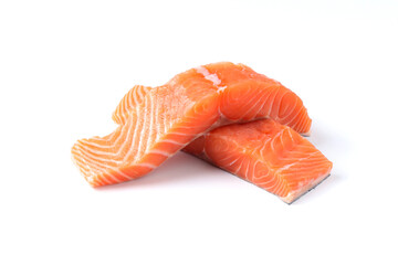 salmon steak red fish on white