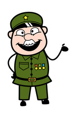 Happy Military Man Cartoon Illustration