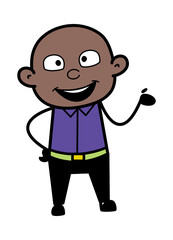 Fototapeta premium Happy Cartoon Bald Black Cartoon Illustration