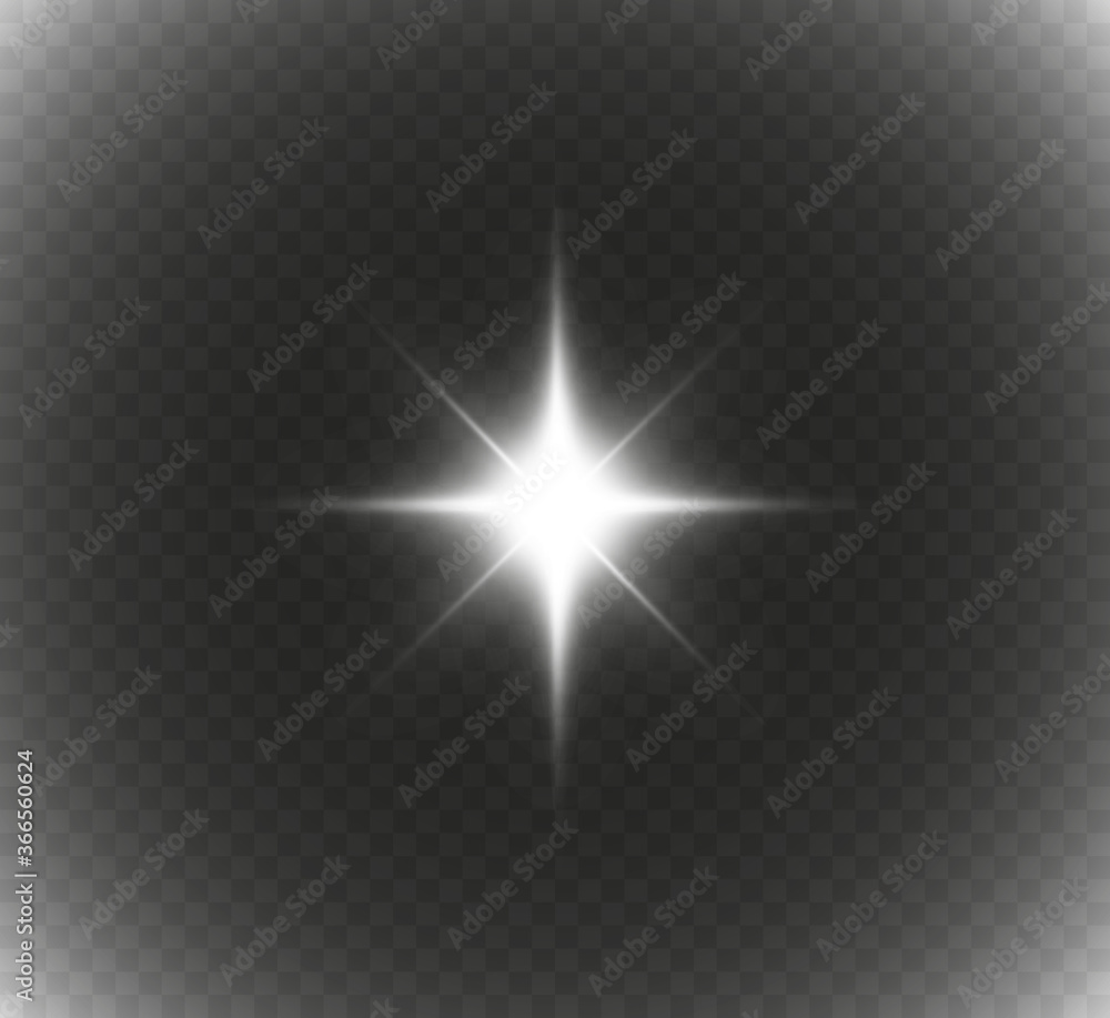 Poster white glowing light explodes on a transparent background. bright star. transparent shining sun, brig