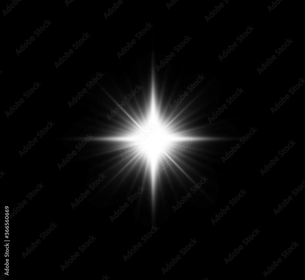 Poster white glowing light explodes on a transparent background. bright star. transparent shining sun, brig