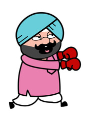 Obraz na płótnie Canvas Cartoon Cute Sardar Boxing