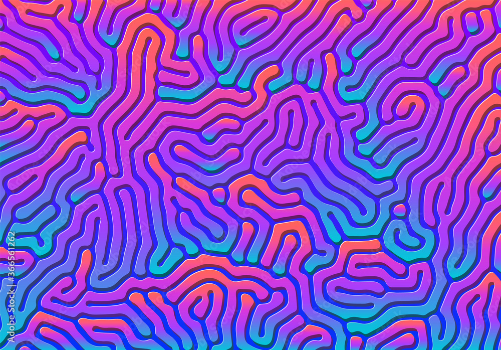 Poster Abstract background with optical illusion generative pattern and vibrant fluid psychedelic colors