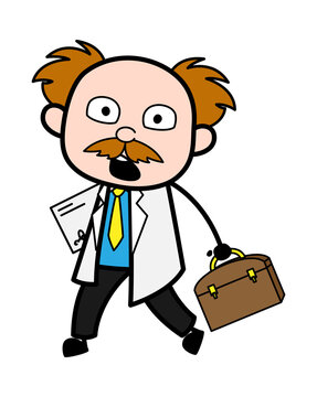 Cartoon Scientist Going to Office