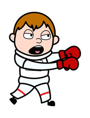 Cartoon Astronaut Boxing