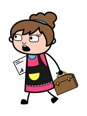 Cartoon Beautician Going to Office