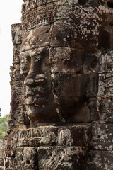 The Bayon is a temple at Angkor in Cambodia with the huge faces of Jayavarman 