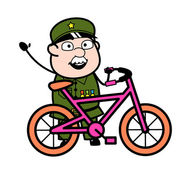recommend clip art: Cartoon Military Man with Bicycle