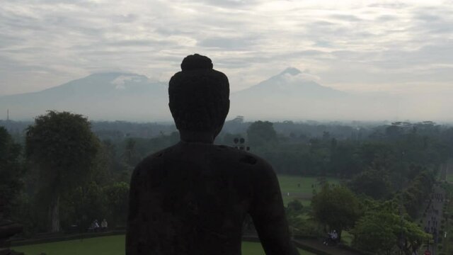 Candi Borobudur - Mahayana Javanese Buddhist Temple UNESCO World Heritage Site - Stupas and Buddha Statue in Yogyakarta Magelang, Central Java, Indonesia Indonesian