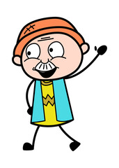 Cartoon Grandpa saying Hello