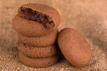 
Homemade chocolate chip cookies.
Close-up.