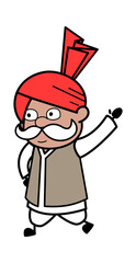 Raised Hand Haryanvi Old Man cartoon