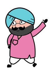 Raised Hand Cute Sardar cartoon