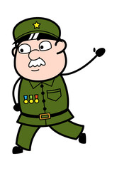 Raised Hand Military Man cartoon