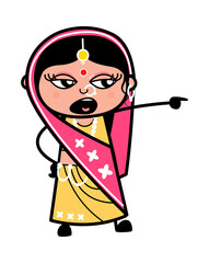 Angry Cartoon Indian Woman Shouting