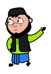 Raised Hand Muslim Man cartoon