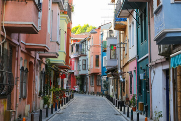 Fototapeta na wymiar Old Houses in Fener District, Istanbul, Turkey