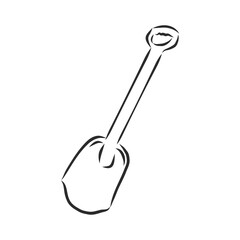Hand drawn spatula Toy doodle. Sketch children's toy icon. Decoration element. Isolated on white background. Vector illustration. children's toy shovel, vector sketch illustration