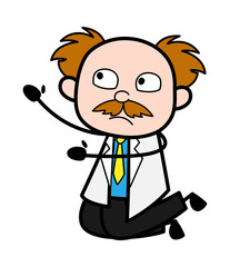 Cartoon Scientist Begging