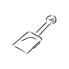 Hand drawn spatula Toy doodle. Sketch children's toy icon. Decoration element. Isolated on white background. Vector illustration. children's toy shovel, vector sketch illustration
