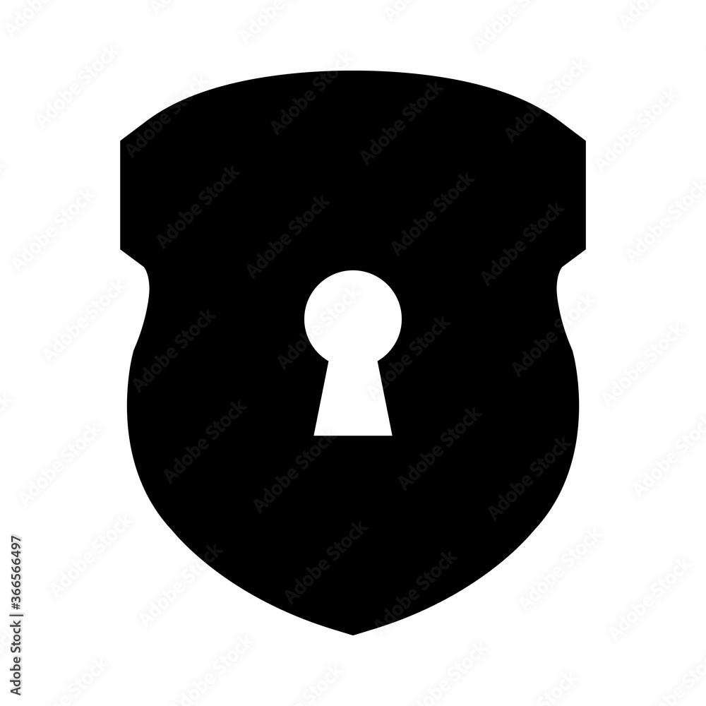 Poster shield with keyhole, half line half color style