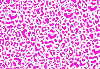 Leopard print seamless pattern. Pink hand drawn background. Trendy tropical exotic texture for fabric, textile, apparel, wrapping, wallpaper. Vector illustration