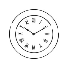 Vector sketch of clock. Hand draw illustration. wall clock vector sketch illustration