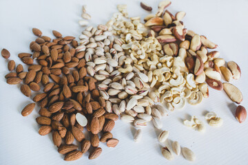 Various kinds of nuts as healthy snack