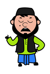 Fototapeta premium Cartoon Muslim Man Pensive