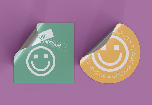Circular Adhesive Sticker Mockup