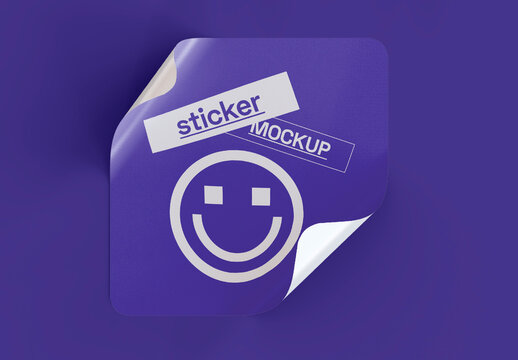 Square Adhesive Sticker Mockup
