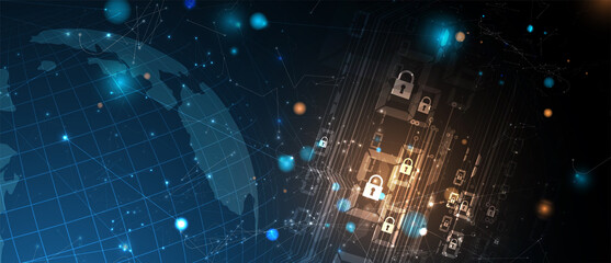 Cybersecurity and information or network protection. Future technology web services for business and internet project