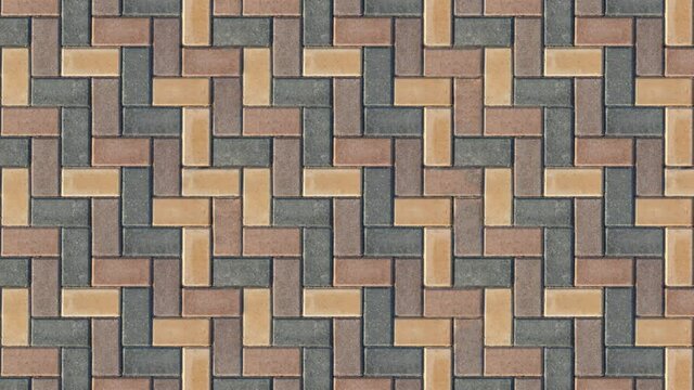 Colorful cobblestone road pavement. Seamless looping motion. Specially prepared for filling the background with a seamless brickwork pattern. Vertically oriented video.