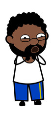 Cartoon African American Man Surprised in Fear