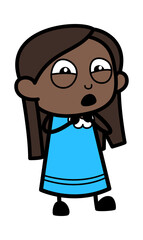 Cartoon Black Girl Surprised in Fear