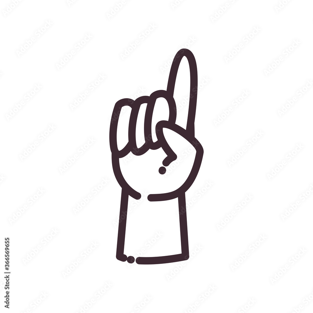 Poster one gesture with hand line style icon vector design